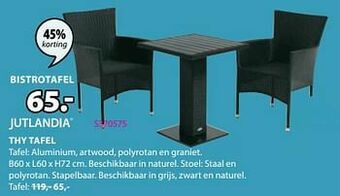 Jysk Thy bistrotafel aanbieding