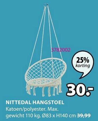 Jysk Nittedal hangstoel aanbieding