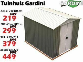 iTEK Tuinhuis gardini aanbieding