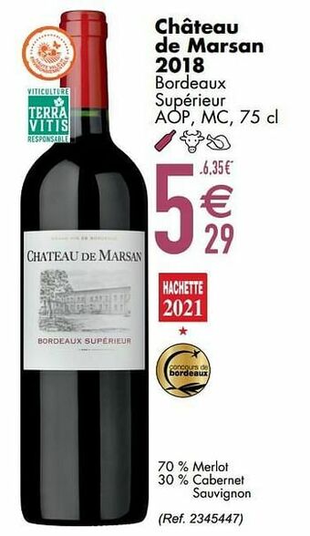 Cora Château de marsan 2018 bordeaux supérieur aop, mc aanbieding