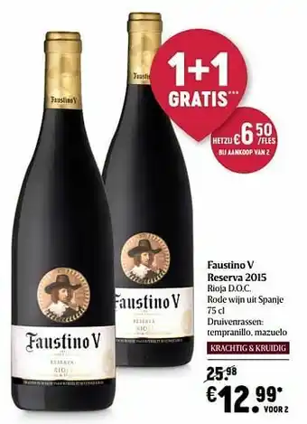 Faustino v reserva 2015 rioja d.o.c. rode wijn uit spanje