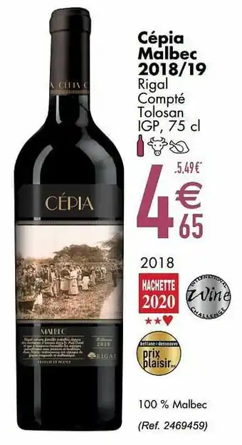 Cépia malbec 2018-19 rigal compté tolosan igp