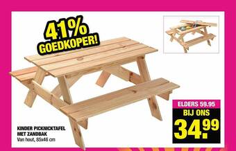 Big Bazar Kinder picknicktafel met zandbak aanbieding