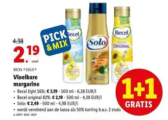 Lidl Becel solo vloeibare margarine aanbieding