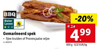 Lidl Gemarineerd spek 600g aanbieding