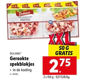 Lidl Dulano gerookte spekblokjes 2 x 150g aanbieding