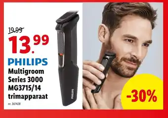 Lidl Philips multigroom series 3000 MG3715/14 trimapparaat aanbieding