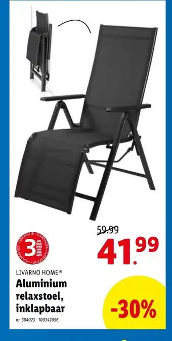 Lidl Livarno home aluminium relaxstoel inklapbaar aanbieding