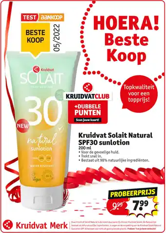 Kruidvat Solait Natural SPF30 sunlotion 200 ml aanbieding