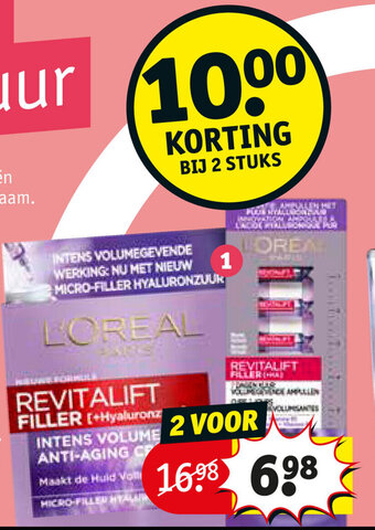 Kruidvat L'Oreal Revitalift Filler gezichtsverzorging aanbieding