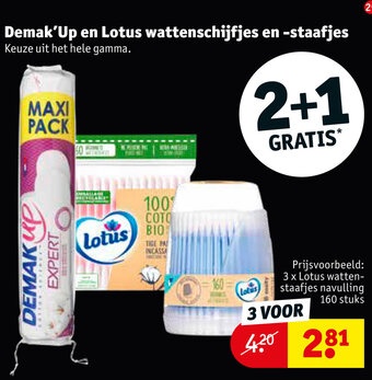 Kruidvat Demak'Up en Lotus wattenschijfjes en -staafjes aanbieding