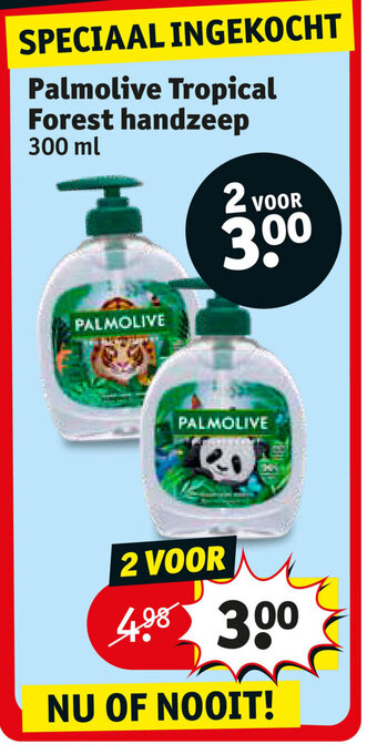 Kruidvat Palmolive Tropical Forest handzeep 300 ml aanbieding