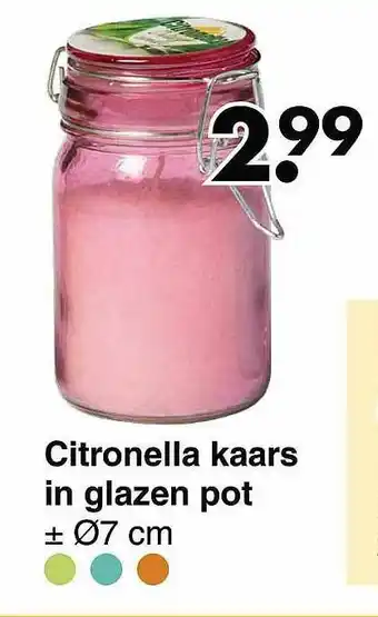Wibra Citronella kaars in glazen pot 7 cm aanbieding