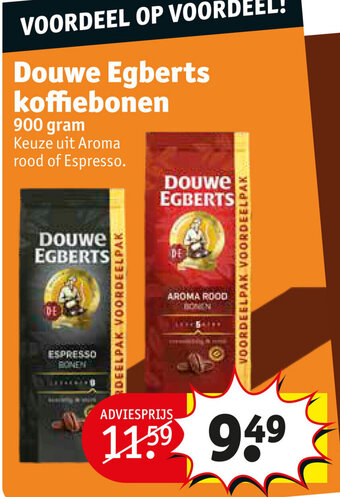 Kruidvat Douwe Egberts koffiebonen 900 gram aanbieding