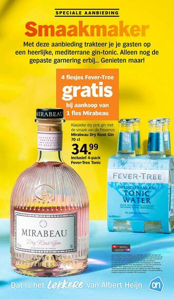 Albert Heijn Mirabeau dry rose gin aanbieding