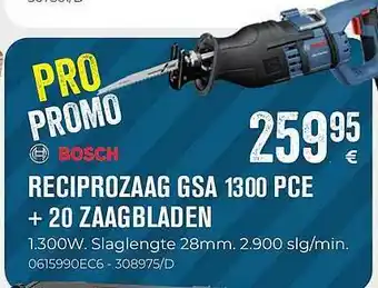 Meno Pro Bosch reciprozaag gsa 1300 pce + 20 zaagbladen aanbieding