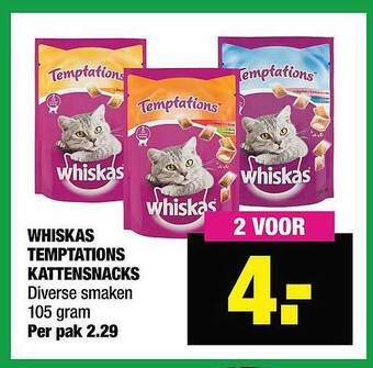 Big Bazar Whiskas temptations kattensnacks aanbieding
