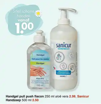 Handgel pull push flacon of sanicur handzeep