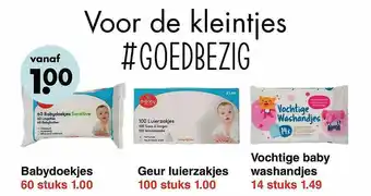 Wibra Babydoekjes, geur luierzakjes, vochtige baby washandjes aanbieding