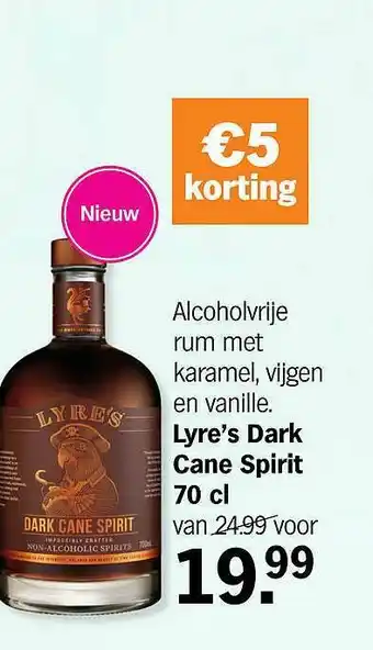 Albert Heijn Lyre's dark cane spirit 70 cl aanbieding