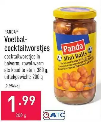 ALDI Panda voetbal-cocktailworstjes 200 gram aanbieding