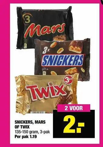 Big Bazar Snicker, mars of twix aanbieding