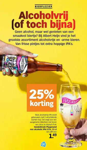 Albert Heijn 25% korting vandestreek playground non alcohol ipa 0.5% 33 cl aanbieding