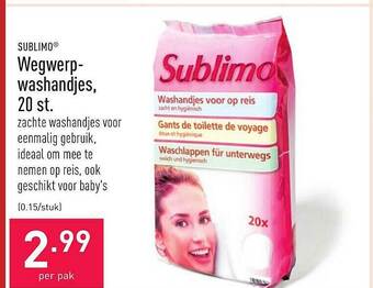 ALDI Sublimo wegwerpwashandjes 20 st. aanbieding