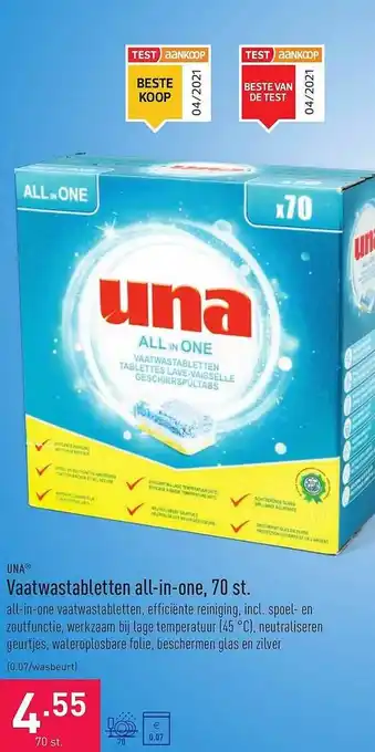 ALDI Una vaatwastabletten all-in-one, 70 st. aanbieding