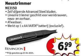Kruidvat Neustrimmer ne3150 remington aanbieding