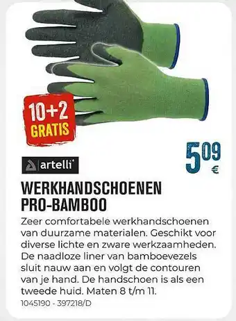 Artelli werkhandschoenen pro-bamboo