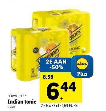 Lidl Schweppes indian tonic aanbieding