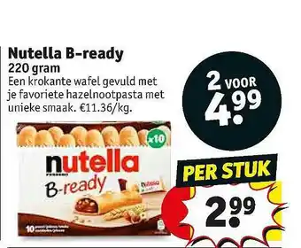 Kruidvat Nutella b-ready 220 gram aanbieding