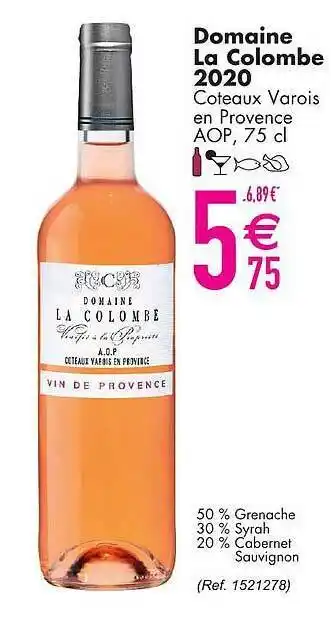 Cora Domaine la colombe 2020 coteaux varois en provence 75 cl aanbieding