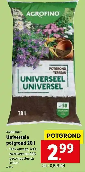 Lidl Agrofino universele potgrond 20l aanbieding