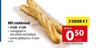 Lidl Wit Stokbrood aanbieding