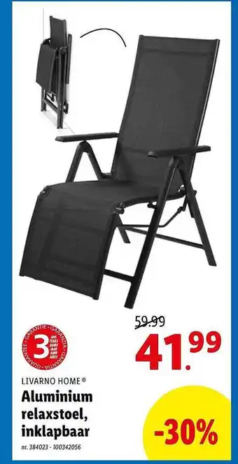 Lidl Aluminium Relaxstoel, Inklapbaar aanbieding