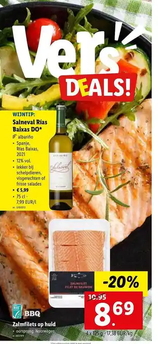 Lidl Salneval Rias Baixas Do, Zalmfilets Op Huid aanbieding