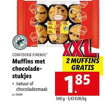 Lidl Muffins Met Chocoladestukjes aanbieding