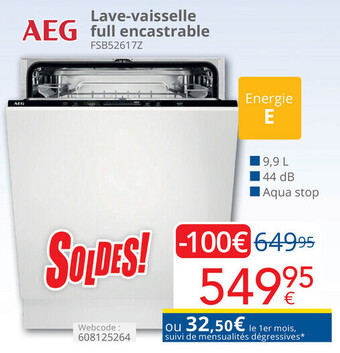 Eldi AEG lave-vaisselle full encastrable aanbieding