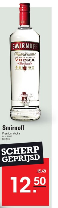 Sligro Smirnoff Premium Vodka aanbieding
