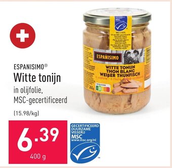 ALDI Espanisimo witte tonijn 400g aanbieding