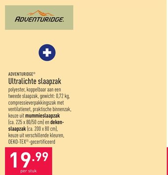 ALDI Adventuridge ultralichte slaapzak aanbieding