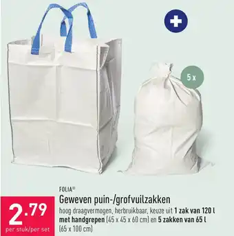 ALDI Folia geweven puin-/grofvuilzakken aanbieding