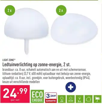 ALDI Light zone ledtuinverlichting op zonne-energie, 2 st. aanbieding