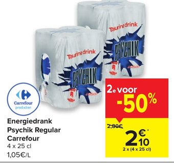 Carrefour Energiedrank psychik regular carrefour 4 x 25cl aanbieding