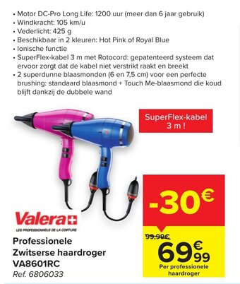 Carrefour Valera professionele zwitserse haardroger VA8601RC aanbieding