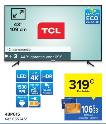 Carrefour TCL 43P615 aanbieding