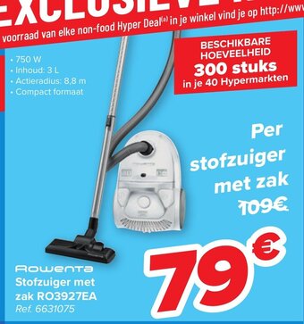 Carrefour Rowenta stofzuiger met zak R03927EA aanbieding