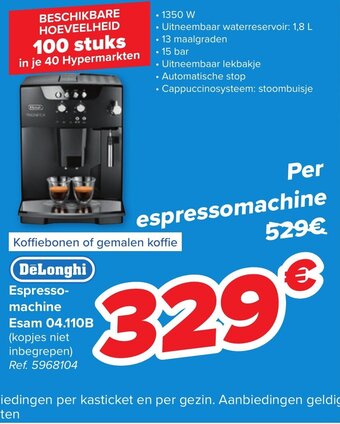 Carrefour Delonghi espresso-machine esam 04.110B aanbieding